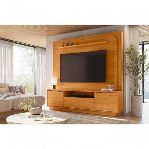 Painel para TV Nilo 75" 200cm MDP com Nicho Marrom Madetec Móveis