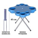 Ver imagem 2 de Mesa Praia Desmontável Petisqueira Azul E Sup. Guarda-Sol
