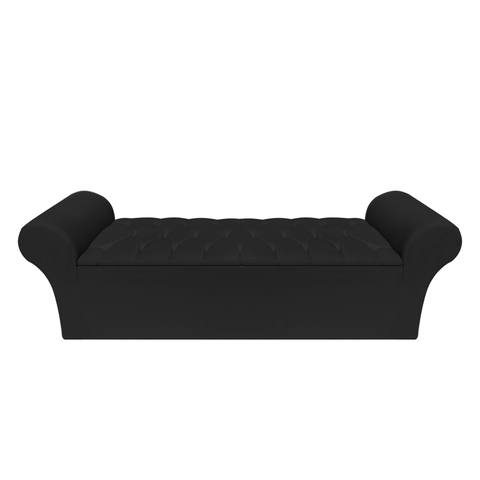 Recamier Baú Calçadeira Quarto Casal 138cm Barcelona:suede Preto
