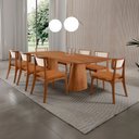 Ver imagem 1 de Sala de Jantar Mesa Noronha 220cm Tampo Laminado Canto Barril com 8 Cadeiras Viena