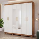 Ver imagem 1 de Guarda-Roupa Casal 6 Portas com Pés e Espelhos 199cm 100% MDF Paraty Espresso Móveis Bege/Cinamomo/Grafiatto