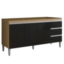 Ver imagem 1 de Balcão Gabinete Cozinha Andreia 3 Portas 150cm S-t Ajl Amêndoa Preto