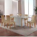Ver imagem 1 de Mesa de Jantar Diane 180cm Tampo Mdf Vidro Canto Copo e 6 Cadeiras Melissa