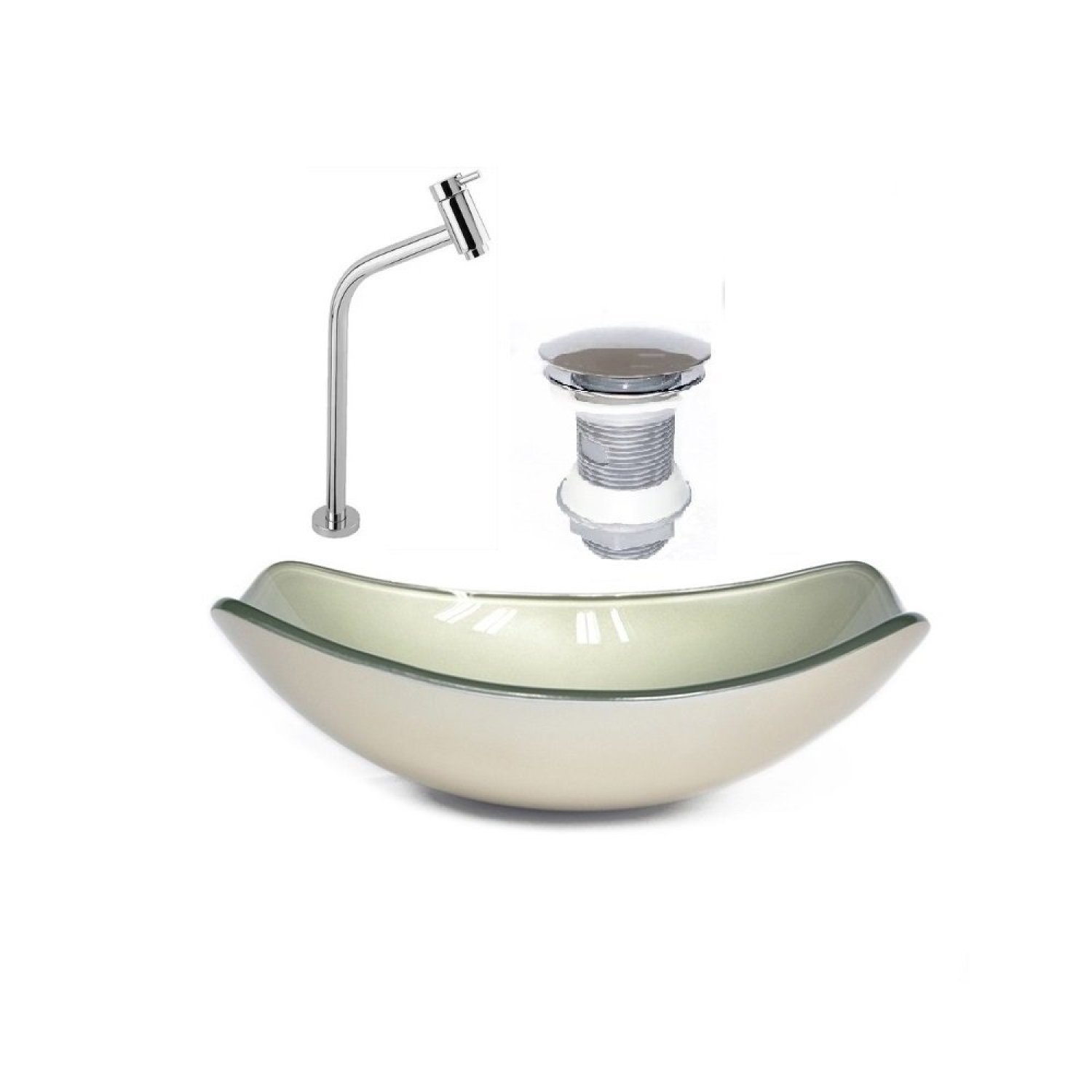 Kit Cuba de Vidro + Torneira para Lavatório Oval Chanfrada 46cm - 1