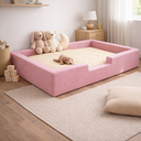 Ver imagem 1 de Cama Montessoriana Infantil 174x94cm - Modelo Lilo - em Veludo Rosa - sem Colchão