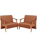 Ver imagem 1 de Poltrona Namoradeira Venus Braço Madeira Maciça Suede Unidecor Terracota