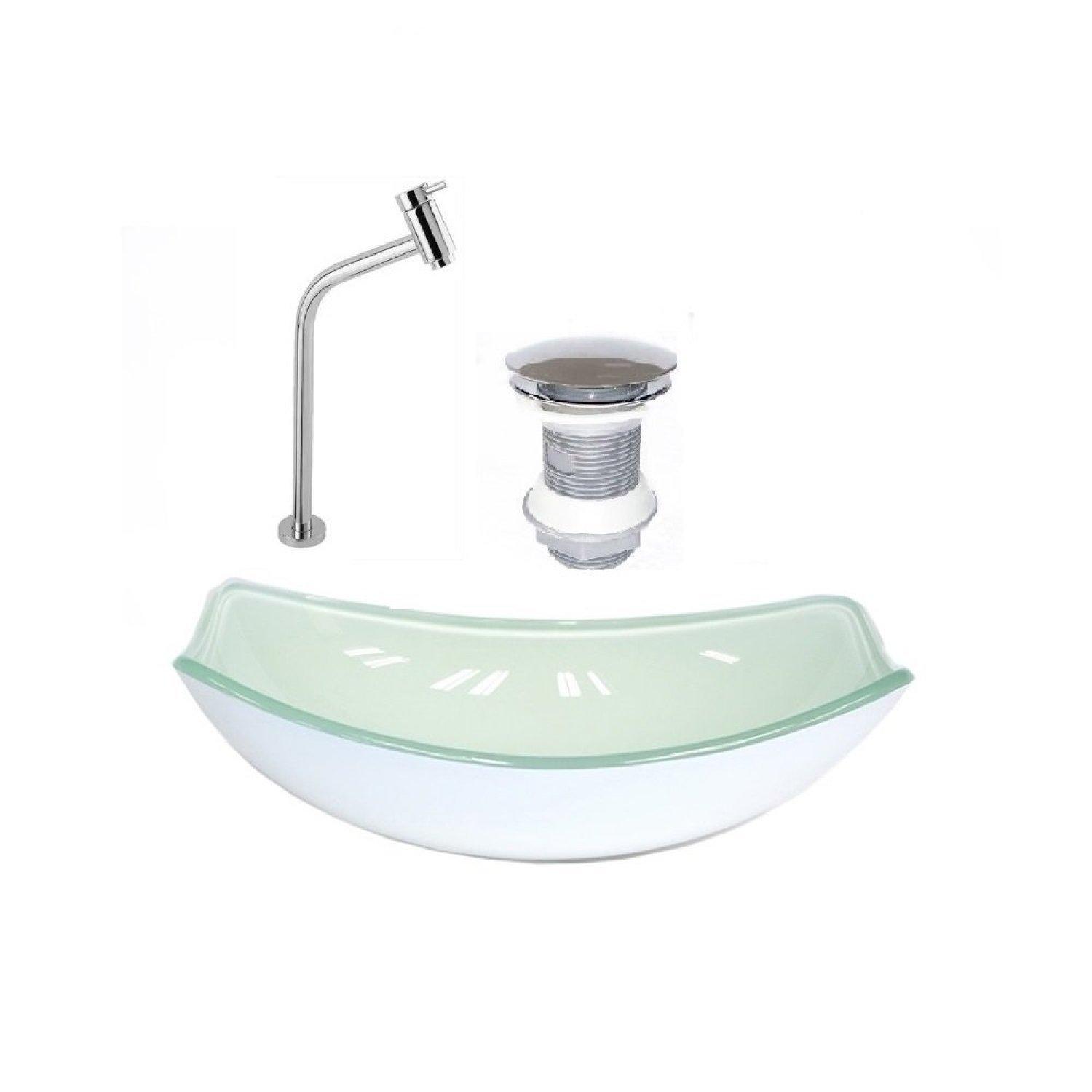 Kit Cuba de Vidro + Torneira para Lavatório Oval Chanfrada 46cm - 2