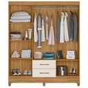 Ver imagem 3 de Guarda Roupa Casal Ambiente Panamá 6 Portas Freijó Off White - Moval