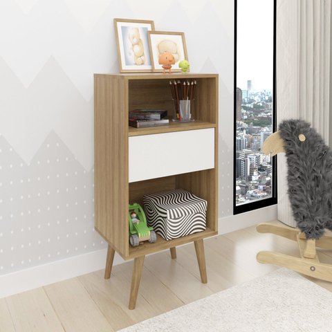 Estante Decorativa para Quarto Infantil Nina Marrom/Amendoa/Off White