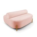 Ver imagem 2 de Sofá Sala Ilha Orgânico e 1 Poltrona 125cm Éden Pé Aço Dourado Bouclê Rosê E03 - D’Rossi