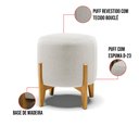 Ver imagem 3 de Puff Stella Bouclê Base Madeira Castanho - D'Rossi Off White
