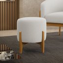 Ver imagem 2 de Puff Stella Bouclê Base Madeira Castanho - D'Rossi Off White