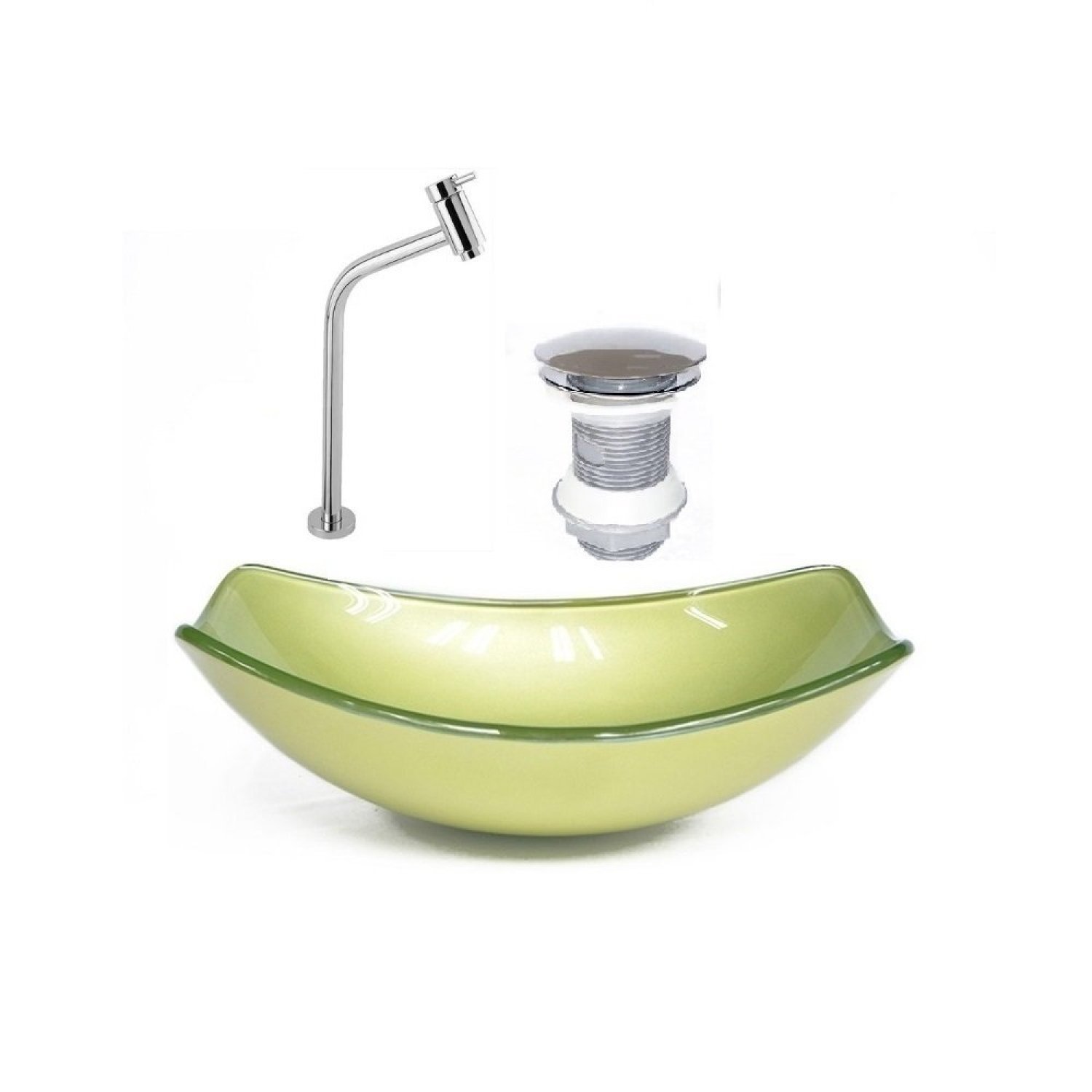Kit Cuba de Vidro + Torneira para Lavatório Oval Chanfrada 46cm - 2