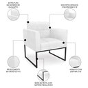 Ver imagem 5 de Sofá Namoradeira e 2 Poltronas Base Industrial Preto Ana Sintético Pu Branco - Ibiza