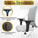 Ver mais imagens de Cadeira Escritório Ergonômica Branca Nr17 Giratória Executiva Home Office Braços Reguláveis Rodínha