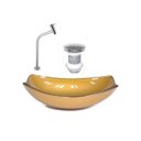 Ver imagem 2 de Kit Cuba de Vidro + Torneira para Lavatório Oval Chanfrada 46cm