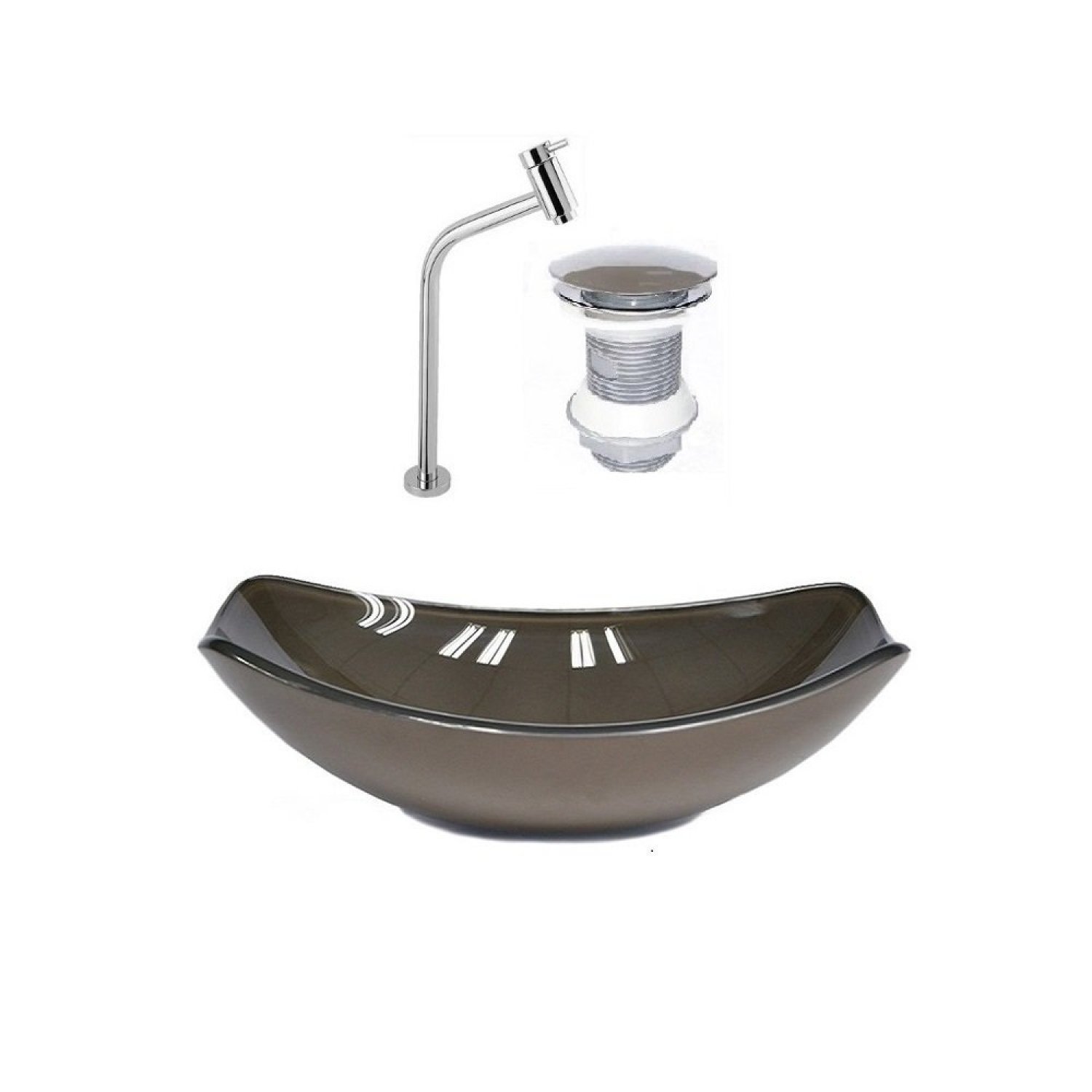 Kit Cuba de Vidro + Torneira para Lavatório Oval Chanfrada 46cm - 2