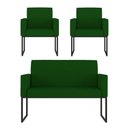 Ver imagem 1 de Kit Sofá 2 Lugares + 2 Poltronas para Recepção Sala Balaqui Cor:verde Verde