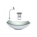 Ver imagem 1 de Kit Cuba de Vidro + Torneira para Lavatório Oval Chanfrada 46cm