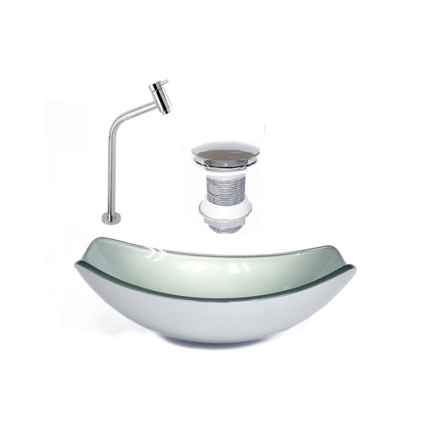 Kit Cuba de Vidro + Torneira para Lavatório Oval Chanfrada 46cm - 2