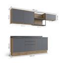 Ver imagem 4 de Cozinha Completa Modulada 5 Peças em MDF com 2 Balcões 2 Armários Aéreos e Nicho Industrial Viena Fr
