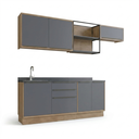 Ver imagem 2 de Cozinha Completa Modulada 5 Peças em MDF com 2 Balcões 2 Armários Aéreos e Nicho Industrial Viena Fr