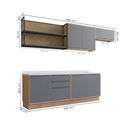 Ver imagem 3 de Cozinha Completa Modulada 5 Peças em MDF com 2 Balcões 2 Armários Aéreos e Nicho Industrial Viena Fr