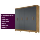 Ver imagem 7 de Guarda Roupa Casal 8 Portas 4 Gavetas Freijo / Cinza Diplomata - Moval