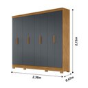 Ver imagem 5 de Guarda Roupa Casal 8 Portas 4 Gavetas Freijo / Cinza Diplomata - Moval