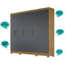 Ver imagem 4 de Guarda Roupa Casal 8 Portas 4 Gavetas Freijo / Cinza Diplomata - Moval