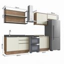 Ver imagem 3 de Cozinha Completa Modulada 5 Peças 6 Portas Viena Branco/Freijó/Cinza Argila