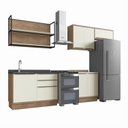 Ver imagem 2 de Cozinha Completa Modulada 5 Peças 6 Portas Viena Branco/Freijó/Cinza Argila