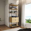Ver imagem 1 de Closet Solteiro Estilo Industrial Loft 1 Módulo com Gaveta Canela Ferro Preto