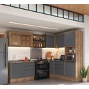 Ver imagem 1 de Cozinha Completa Modulada com Vidro Reflecta 8 Peças 11 Portas Viena Cinza/Freijó/Grafito