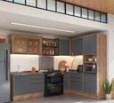 Ver imagem 1 de Cozinha Completa Modulada com Vidro Reflecta 8 Peças 11 Portas Viena Cinza/Freijó/Grafito