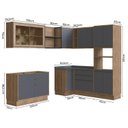 Ver imagem 4 de Cozinha Completa Modulada com Vidro Reflecta 8 Peças 11 Portas Viena Cinza/Freijó/Grafito