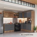 Ver imagem 2 de Cozinha Completa Modulada com Vidro Reflecta 8 Peças 11 Portas Viena Cinza/Freijó/Grafito