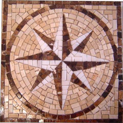 Rosa Dos Ventos em Mosaico Rosone Fiorentino Ii Rústico Tamanho 70cm