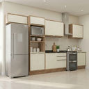 Ver imagem 1 de Cozinha Completa Modulada 6 Peças 2 Balcões 3 Armários Aéreos e 1 Torre Quente 100% MDF Viena Freijó