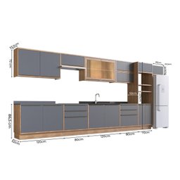 Cozinha Completa com Vidro Reflecta 11 Peças 15 Portas Viena - 3 Cozinha Completa com Vidro Reflecta 11 Peças 15 Portas Viena - 3