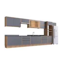 Cozinha Completa com Vidro Reflecta 11 Peças 15 Portas Viena - 2 Cozinha Completa com Vidro Reflecta 11 Peças 15 Portas Viena - 2