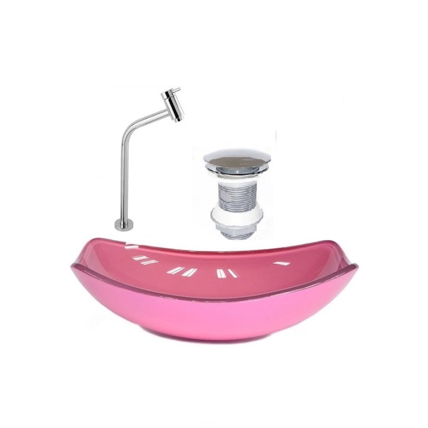 Kit Cuba de Vidro + Torneira para Lavatório Oval Chanfrada 46cm - 2