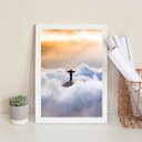 Ver imagem 1 de Quadro Decorativo Cristo Redentor entre Nuvens 45x34cm - com Vidro:madeira Branca