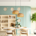 Ver imagem 5 de Luminária Pendente 30cm Lustre Teto Bambu Natural Gimpo Kjdd-e-639-30cm