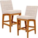 Ver imagem 2 de Kit 02 Banquetas Baixa para Cozinha Bancada Bar Sala Jantar Fixa Mila L02 Suede Bege - Lyam Decor Ba