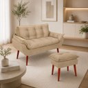 Ver imagem 2 de Kit Namoradeira + Puff Opala Decorativo para Sala Bege
