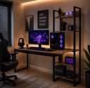 Ver imagem 4 de Escrivaninha com Estante 4 Prateleiras Mesa para Escritório Home Office Industrial