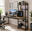 Ver imagem 3 de Escrivaninha com Estante 4 Prateleiras Mesa para Escritório Home Office Industrial