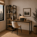 Ver imagem 1 de Escrivaninha com Estante 4 Prateleiras Mesa para Escritório Home Office Industrial