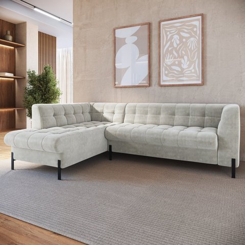 Sofá 3 Lugares com Chaise Terminal Cod. 2881 Zênite Yescasa Bege